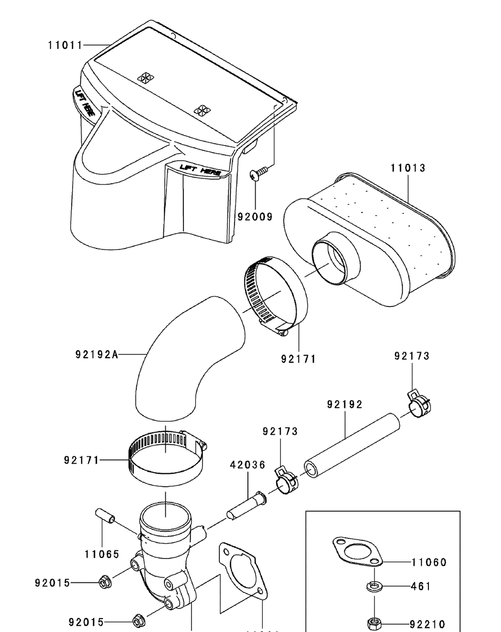 Kawasaki Fr651v-As05 Air Filter And Muffler Diagram and Parts List for Z-FORCES48LP 17AP5BHB-17AP5BHB710 Cub Cadet Lawn Tractor